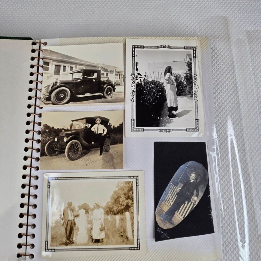 Vintage Antique Family Photo Album 1920s- 60s Cars Automobiles Pets Fashion